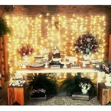 Cortina Led 300 Leds 3m X 2m Decoração Festas Casamentos Luzes Branca Quente 220v Foto mini 2