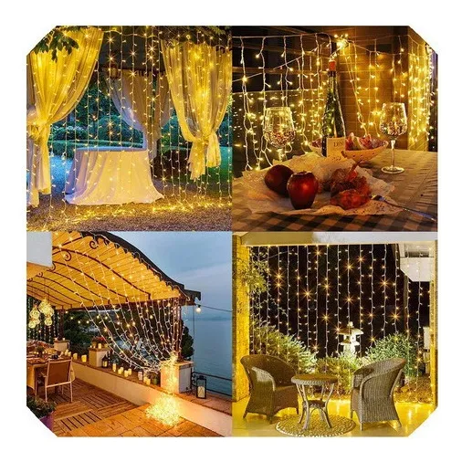 Cortina Led 300 Leds 3m X 2m Decoração Festas Casamentos Luzes Branca Quente 220v Foto 1
