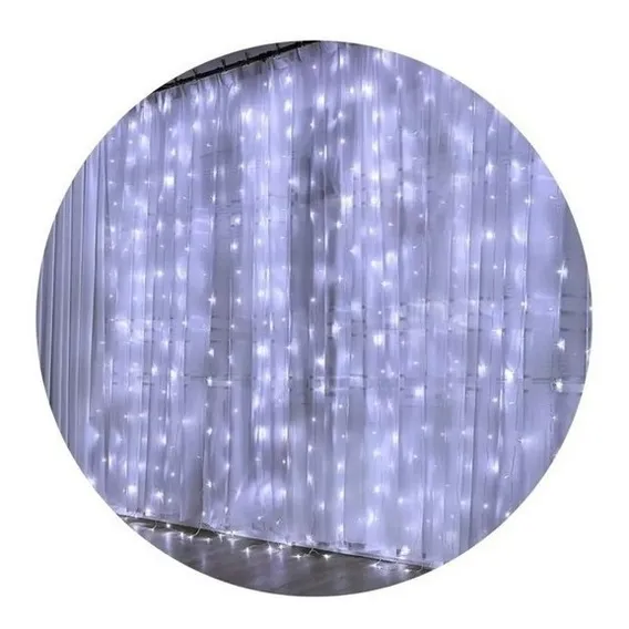 Cortina Led 8 Funções 300leds 3,00x2,00 Branca Fria P/festa Foto 1
