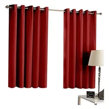 Cortina Moderna 2,60x1,70m Oxford Sala /quarto Ilhós Cromado Cor Vermelho Foto mini  2