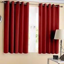 Cortina Moderna 2,60x1,70m Oxford Sala /quarto Ilhós Cromado Cor Vermelho Foto  mini 1