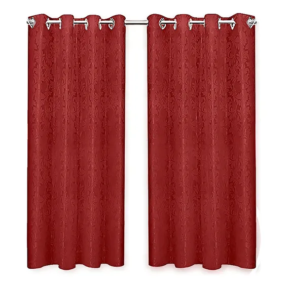 Cortina P/ Sala Ou Quarto Jacquard 2,60m X 1,70m - Cores* Cor Vermelho Foto 1