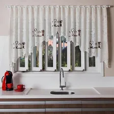 Cortina Para Cozinha Cascata Renda Interlar Café 300x100cm Foto mini 1