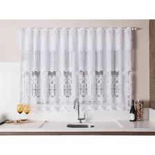 Cortina Para Cozinha Interlar 2,20x1,20 Cm Renda Arabesco Cor Branco Foto mini 2