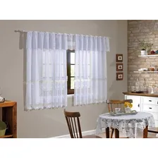 Cortina Para Cozinha Interlar 2,20x1,20 Cm Renda Arabesco Cor Branco Foto mini 1