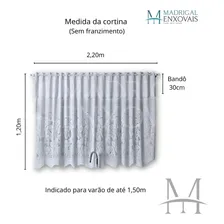 Cortina Para Cozinha Renda Branca 2,20x1,20 Tulipas C/ Bandô Foto mini 4