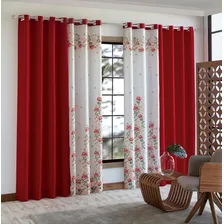 Cortina Para Sala 3,00 X 2,50 Estampada Peru Sultan Cor Vermelho Foto mini 1