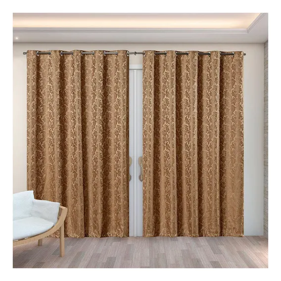 Cortina Para Sala Quarto Em Tecido Jacquard 3,00x2,80 Foto 1