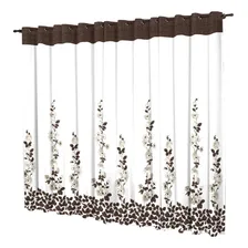 Cortina Para Varão Donna 300x240 Cm Luxo Valência Marrom Cor Branco Foto  mini 1