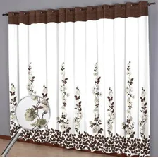 Cortina Para VarĂŁo Donna 300x240 Cm Luxo ValĂȘncia Marrom Cor Branco Foto mini 2