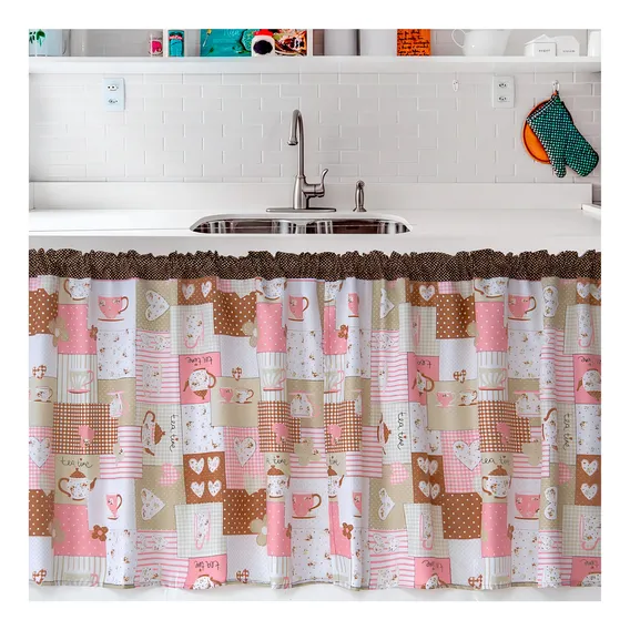 Cortina Pia 2,20m X 80cm Alt.- Lindas Estampas Cor CAFÉ PARIS Foto 1