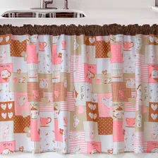 Cortina Pia 2,20m X 80cm Alt.- Lindas Estampas Cor CAFÉ PARIS Foto mini 2