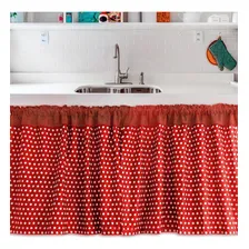 Cortina Pia Cozinha Poá - Bolinhas Cor Vermelho Foto mini 1