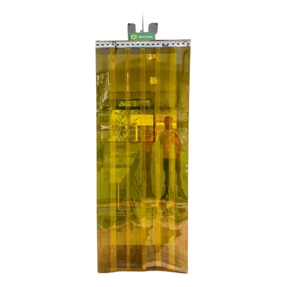 Cortina Pvc Amarelo Anti Inseto 0,80 X 2,20 Com Trilho Inox Foto 1