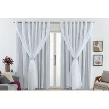 Cortina Quarto Blackout Blecaute Pvc Com Voil 280 X 230 Cor Branco Foto  mini 1