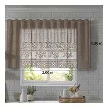 Cortina Renda 200x80cm Interlar Vaquinhas Pia Balcão Cozinha Cor Marrom-Valencia Foto mini 2