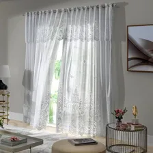 Cortina Renda Clássica 300x180 Irlanda Sala Quarto P/ Varão Cor Branco Foto mini 1