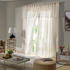 Cortina Renda Clássica 300x180 Irlanda Sala Quarto Rendada Cor Marfim-bege Foto mini 1