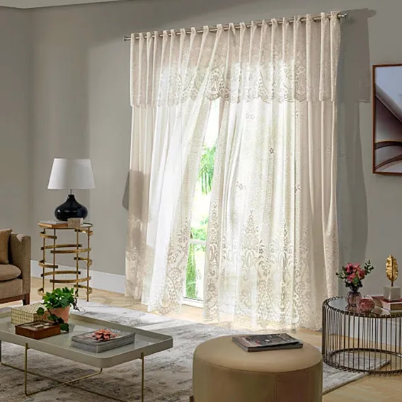 Cortina Renda Clássica 300x180 Irlanda Sala Quarto Rendada Cor Marfim-bege Foto 1