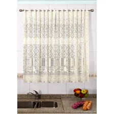 Cortina Renda Copa Cozinha Van Dyk Bege 2,20m X 1,20m Varão Foto mini 1