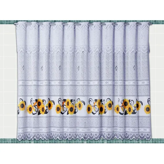 Cortina Renda Cozinha Bartolini Girassol 2,20m X 1,50m Varão Foto 1