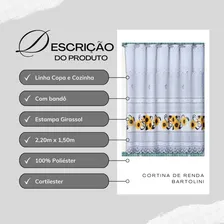 Cortina Renda Cozinha Bartolini Girassol 2,20m X 1,50m Varão Foto mini 3