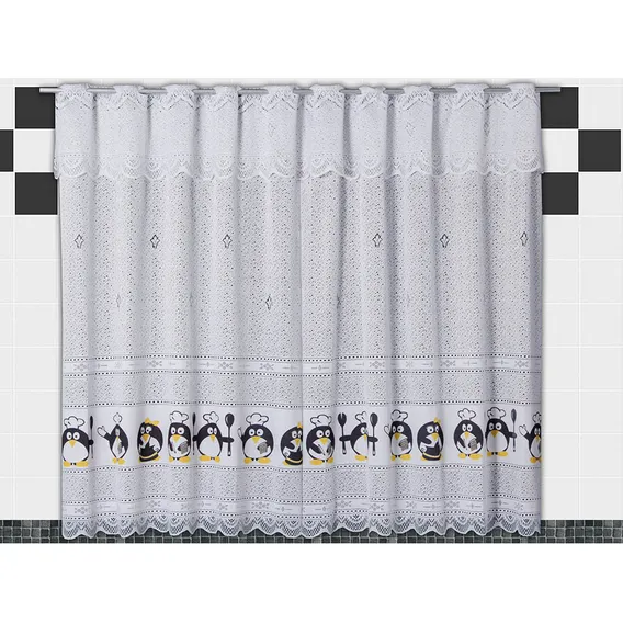 Cortina Renda Cozinha Bartolini Pinguim 2,20m X 1,50m Varão Foto 1
