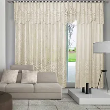 Cortina Renda Donna Inter 350x220 Cm Roseiral Bandô Marfim Foto mini  3