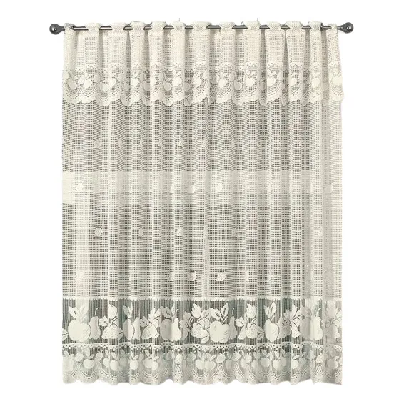 Cortina Renda Para Copa Cozinha Maçã Branco 2,20m X 1,50m Foto 1