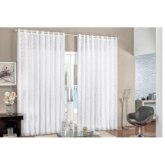 Cortina Renda Para Varão Simples 4m Branco Foto 1