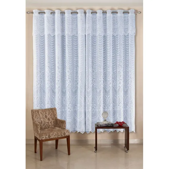 Cortina Renda Quarto Sala Brisa Branco 3,00m X 2,10m C Forro Foto 1