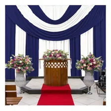 Cortina Sala Grande Para Eventos Igrejas Quarto 4 Metros Cor Azul/branco Foto mini 1