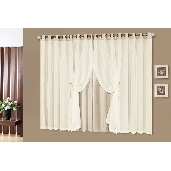 Cortina Sala Quarto 300x250 Blackout Idealle Luxuosa Cor Palha Foto 1