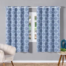 Cortina Vitor Bordados Jacquard Para Sala/quarto 2,80m X 1,70m Cor Azul Foto mini  2