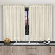 Cortina Voil 2,80x1,40 Forro Microfibra Cozinha Sala Quarto Cor Xadrez Pérola Foto  mini 1