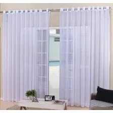 Cortina Voil Branco Sala Ou Quarto 3,00x2,50 Ilhós Cromado Foto  mini 1