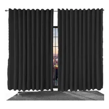 Cortina Voil Cinza Blackout Tecido 5,00x2,70 Corta Veda Luz Cor Preto Foto mini 1