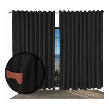 Cortina Voil Cinza Blackout Tecido 5,00x2,70 Corta Veda Luz Cor Preto Foto mini 2