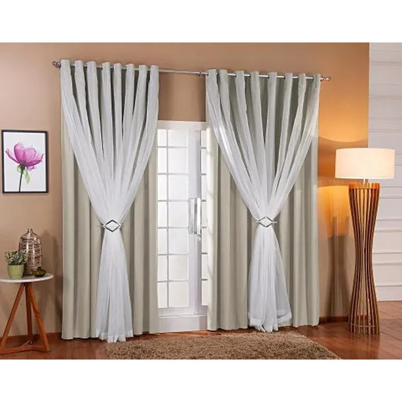 Cortina Voil Com Forro Blackout Tecido 2,80x1,80 Sala Quarto Foto 1