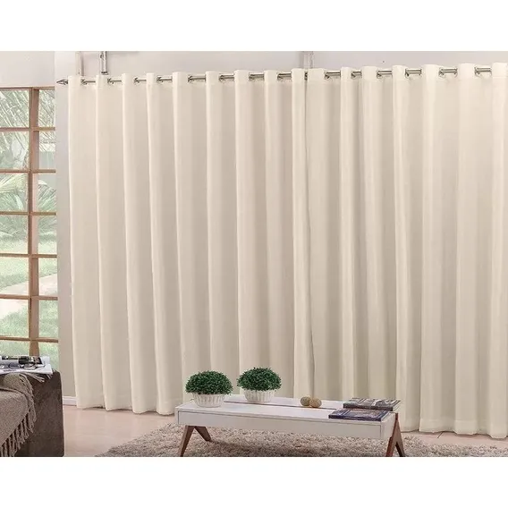 Cortina Voil Forro Blackout Tecido 4,00x2,80 Corta Luz Bege Foto 1