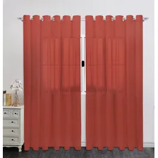 Cortina Voil Liso P/sala Varão Simples Vermelho 6,00x2,50m Foto  mini 1