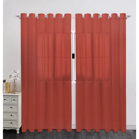 Cortina Voil Liso P/sala Varão Simples Vermelho 6,00x2,50m Foto 1