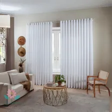 Cortina Voil Transparente Luxo 4,00 X 2,50 Para Quarto Sala Cor Branco Foto mini 2