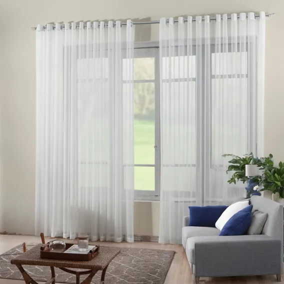 Cortina Voil Transparente Para Sala Ou Quarto 3,00 X 2,50 Cor Branco Foto 1