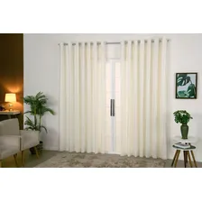 Cortina Voil Xadrez 4x2,50 C/forro Microfibra P Varão Palha Foto mini 1