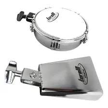 Cowbell Cromado 4'' To054 + Tamborim Com Clamp Tt409 Torelli Foto mini 4
