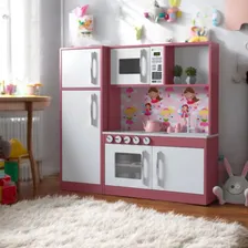 Cozinha Brinquedo Infantil Diana Roma Completa Fogão Microondas Geladeira Rosa Foto  mini 1