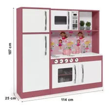 Cozinha Brinquedo Infantil Diana Roma Completa Fogão Microondas Geladeira Rosa Foto mini  3