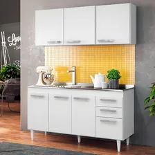 Cozinha Compacta Armário Balcão Gabinete Pia Lisboa 150cm Cor Branco Foto mini 2
