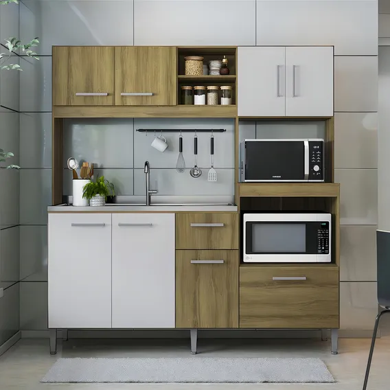 Cozinha Compacta Jasmin 8 Pt 1 Gv Dakar E Branco Foto 1